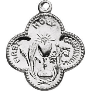 Sterling Silver 17.75mm First Holy Communion Medal