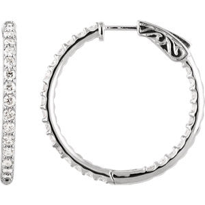 Sterling Silver Cubic Zirconia Inside-Outside Hoop Earrings