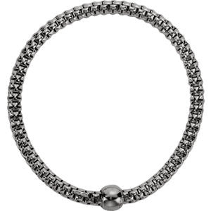 Sterling Silver Black Rhodium 4.3mm Woven Stretch Bracelet