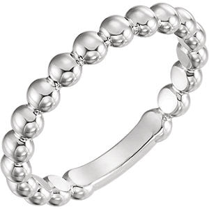 14K White 2mm Stackable Bead Ring