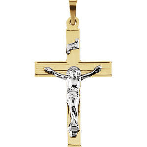 14K Yellow & White 29x19mm Crucifix Pendant