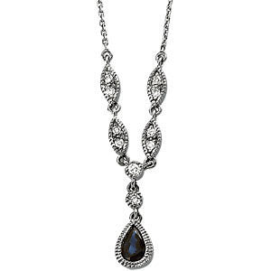 Blue Sapphire & Diamond Necklace