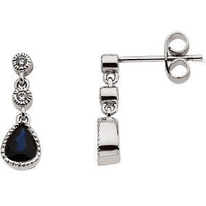 Blue Sapphire & Diamond Earrings