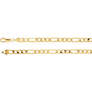 14K Yellow 5mm Solid Figaro 8" Chain