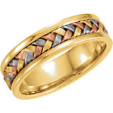 14K Tri-Color 14K 5mm Hand-Woven Band Size 8.5