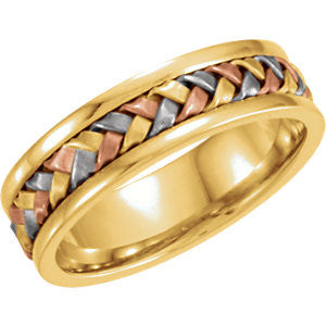 14K Tri-Color 14K 5mm Hand-Woven Band Size 7