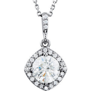 14K White 1 1-6 CTW Diamond Halo-Style 18" Necklace