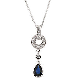 Genuine Blue Sapphire & Diamond Necklace