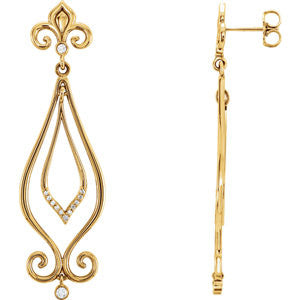 14K Yellow 1-6 CTW Diamond Scroll Dangle Earrings