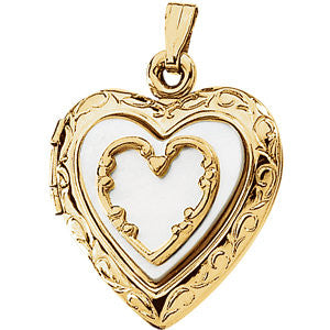 14K Yellow Mother of Pearl Heart Locket