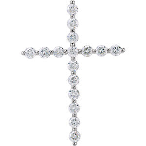 14K White 1-3 CTW Diamond Cross Pendant