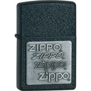 Zippo® Pewter Emblem Black Crackle&trade; Lighter