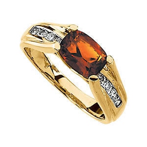 14K Yellow Madeira Citrine & 1-5 CTW Diamond Ring