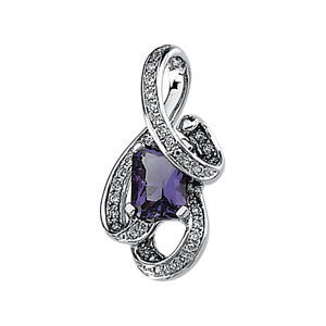 14K White Amethyst & 1-6 CTW Diamond Pendant