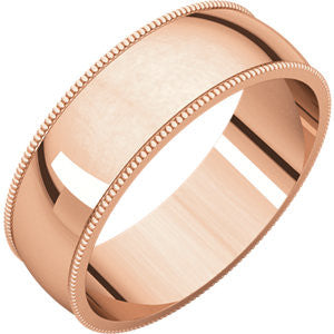 14 K Rose 6mm Light Milgrain Band