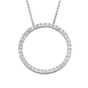 14K White 1 CTW Diamond Circle 18" Necklace