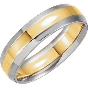 18K Yellow & Platinum 8mm Comfort-Fit Beveled Edge Band Size 9