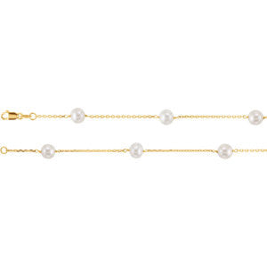 14K Yellow Pearl Station 18" Necklace