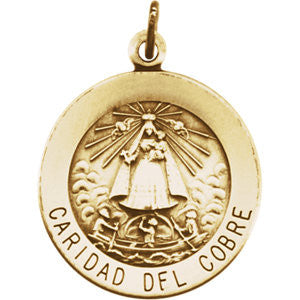 14K Yellow 18.25mm Round Caridad del Cobre Medal