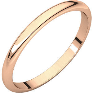 18K Rose 2mm Half Round Wedding Band