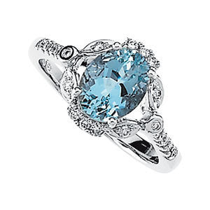 Aquamarine & Diamond Accented Ring