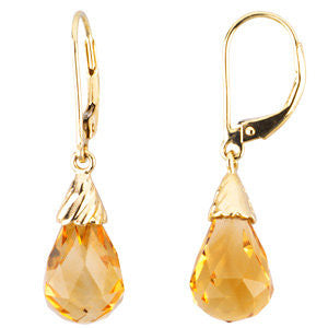 14kkt Yellow Citrine Briolette Earrings