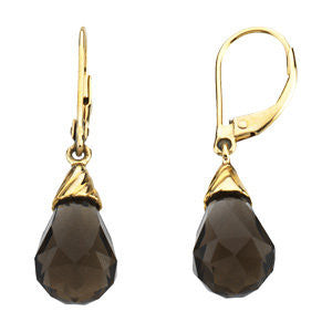 14K Yellow Smoky Quartz Earrings