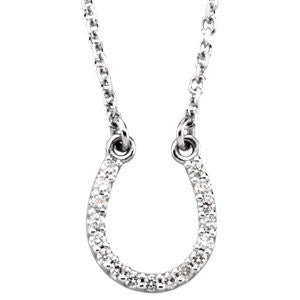 14K White .08 CTW Diamond Horseshoe 16" Necklace