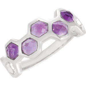 Sterling Silver Amethyst Ring Size 8