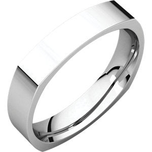 14K White 4mm Square Comfort Fit Band