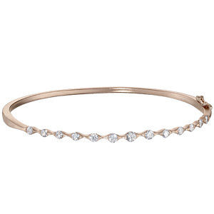 14K Rose 1 CTW Diamond Bangle Bracelet