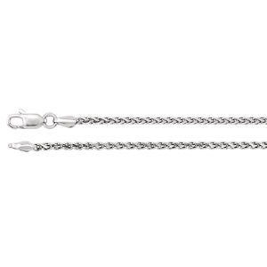 14K White 2mm Diamond Cut Wheat 18" Chain