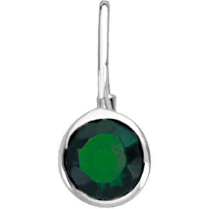 Sterling Silver May Birthstone 12.5x5.75mm Hook Charm-Pendant