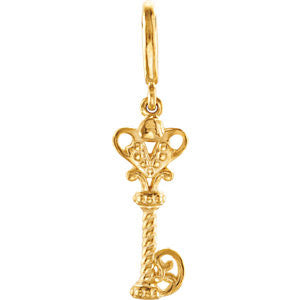 14K Yellow Vintage-Style Key Charm