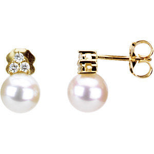 Freshwater Cultured Pearl & Diamond Earrings