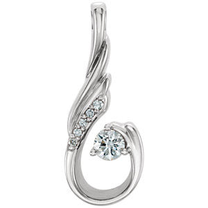 14K White 1/8 CTW Diamond Pendant