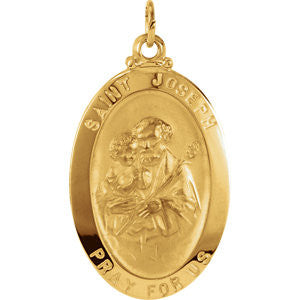 14K Yellow 25x18mm St. Joseph Oval Medal