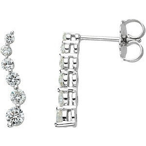 14K White Journey Diamond Earrings