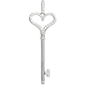 Diamond Heart Key Pendant or Necklace