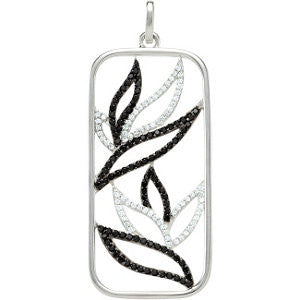 Sterling Silver Black Spinel & 3-8 CTW Diamond Pendant