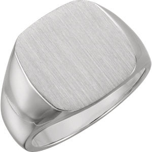 Sterling Silver 16mm Men's Signet Ring with Brush Top Finish