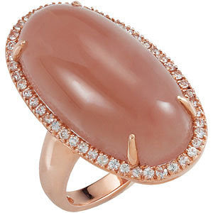 Chocolate Chalcedony & White Sapphire Halo Ring