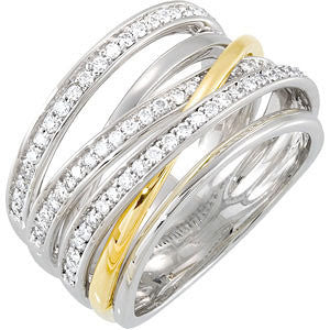 14K White & Yellow 1-2 CTW Diamond Ring Size 7