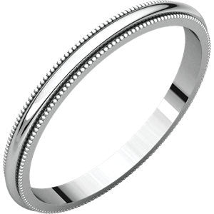 14K White 2mm Milgrain Band