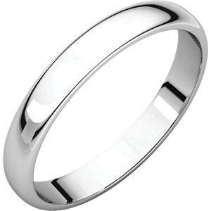 14K White 3mm Half Round Light Band