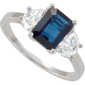 Blue Sapphire & Diamond Accented Ring