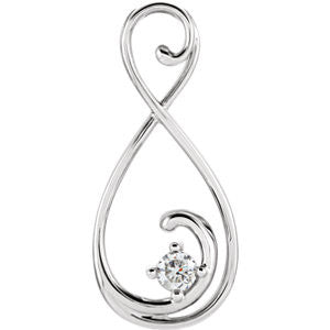 14K White 1/3 CT Diamond Freeform Pendant