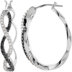 Black & White Diamond Hoop Earrings