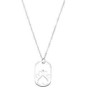 Sterling Silver 32x20.6mm .02 CTW Diamond Dog Tag 18" Necklace with Packaging