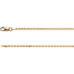 14K Yellow 1.75mm Solid Diamond-Cut Cable 7" Chain